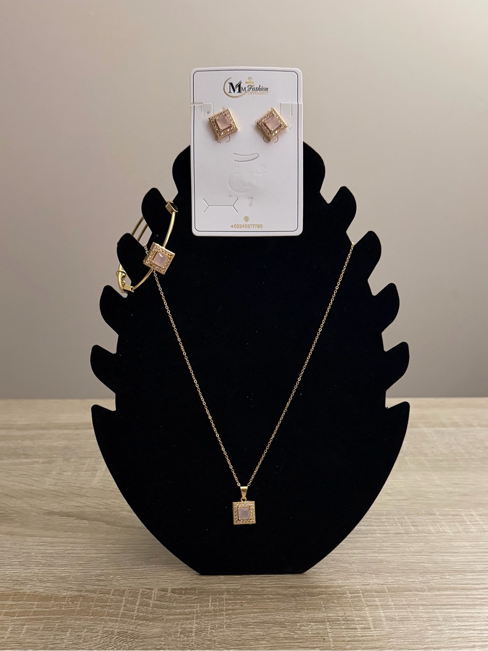 Golden Rosé Elegance 3-Piece Jewelry Set New
